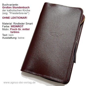 FERTIG-Brevierhülle (ohneLekt.)Rindleder-rot-Fisch