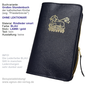 Fertig-Brevierhülle, Rindleder smart, blau, Lamm in gold-Prägung