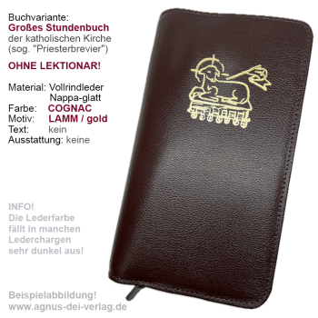 Fertig-Brevierhülle, Rindleder smart, weinrot, Lamm in gold-Prägung