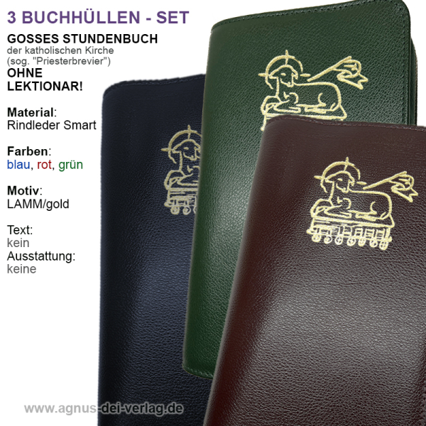 FERTIG-Brevierhüllen-3er-SET (ohne Lekt.) Rindleder+Lamm