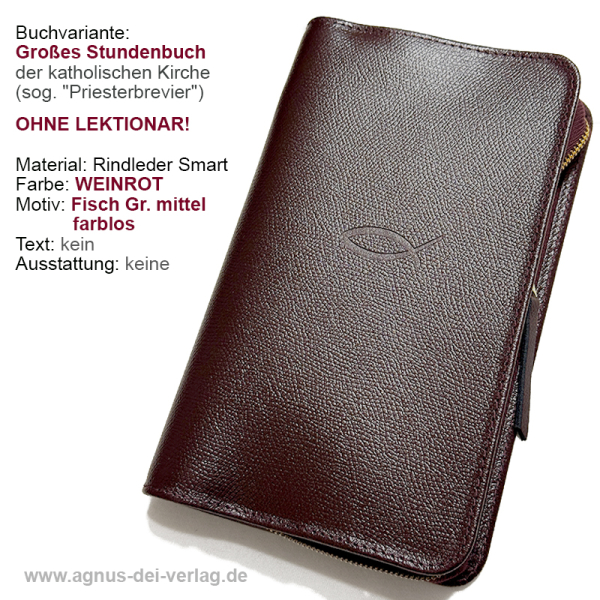 FERTIG-Brevierhülle (ohneLekt.)Rindleder-rot-Fisch