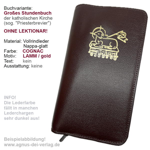 Fertig-Brevierhülle, Rindleder smart, weinrot, Lamm in gold-Prägung
